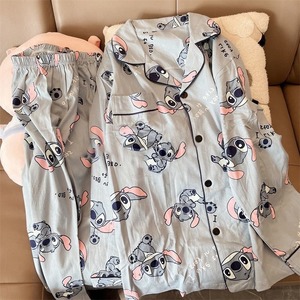 Set <span class=keywords><strong>Pigiama</strong></span> All'ingrosso a Maniche Lunghe con Personaggio Stitch Stile Cartone Animato, <span class=keywords><strong>Pigiama</strong></span> Kawaii di Stitch per Ragazze e Signore, Completo Casual Carino per il Tempo Libero - Product Image 4