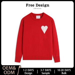 <span class=keywords><strong>Pull</strong></span> en tricot blanc à col rond <span class=keywords><strong>AMI</strong></span>, grand cœur, 100% coton, manches longues, unisexe, logo personnalisé, OEM et ODM pris en charge - Product Image 5