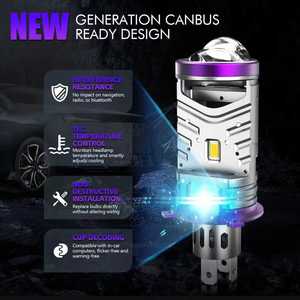 หลอดไฟหน้ารถยนต์ H4 ไฟสูง-ต่ำ แบบ LED กำลังสูง 100W 20000LM สว่างพิเศษ พร้อมเลนส์โปรเจคเตอร์ - Product Image 6