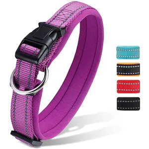 Manufacturer Custom OEM Design Nylon Reflective Neoprene Soft Padded Fashion Pet Dog Collar