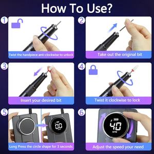 2024 nouveau 40000 tr/min professionnel 85W Portable sans brosse perceuse à ongles équipement Rechargeable ponceuse à ongles perceuse - Product Image 6