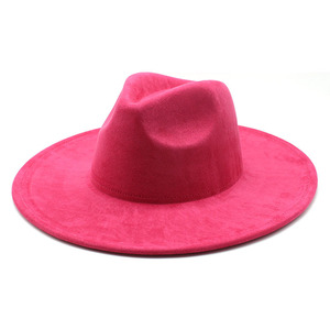 Nouveau <span class=keywords><strong>chapeau</strong></span> Fedora personnalisé à la mode pour hommes et femmes 6 couleurs daim large bord <span class=keywords><strong>Borsalino</strong></span> Trilby Jazz <span class=keywords><strong>chapeau</strong></span> pour une utilisation décontractée en plein air - Product Image 5