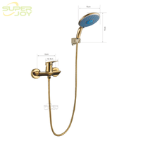 Kit de douche à main doré au design moderne, installation facile, avec tuyau de douche, support et robinet de douche en zinc