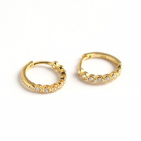 Boucles d'oreilles en or tendance, boucles d'oreilles créoles en argent sterling S925, rangée de diamants ronds, boucles d'oreilles créoles circulaires, bijoux pour femme