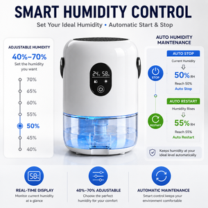 Deshumidificador de Aire Eléctrico Ultra Silencioso de 1000 ml con 7 Luces Nocturnas de Colores, 2 Modos de Funcionamiento y Pantalla Táctil - Product Image 2