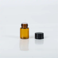 Botol Vial Kaca Amber Mini 1ml 2ml untuk Minyak Atsiri Grosir, dengan Tutup Sekrup Hitam dan Orifice Reducer, Logo Custom, Penyimpanan Bahan Kimia