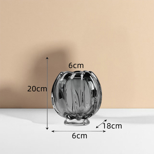 Vaso in Vetro Grigio Fumé Stile Vintage, Fatto a Mano, per Idroponica, da Tavolo, Ecologico, per Matrimoni e Decorazioni per la Casa Diwali - Product Image 6