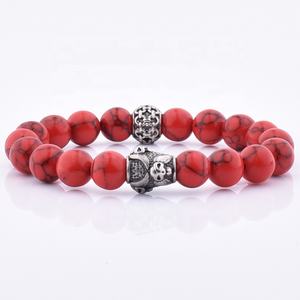 Comercio seguro alto grado 10Mm rojo turquesa <span class=keywords><strong>águila</strong></span> encanto pulseras de piedras preciosas joyería - Product Image 1