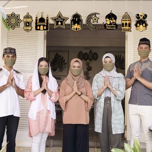 36 pièces d'ornements en bois pour le Ramadan, décorations murales pour la fête <span class=keywords><strong>de</strong></span> l'Eid, ornements suspendus en bois en forme <span class=keywords><strong>de</strong></span> lune et d'étoile - Product Image 4