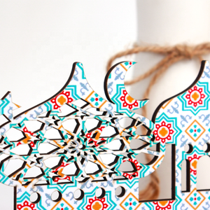 Lampe 3D en bois pour l'Aïd islamique 2026, décoration de chambre, Ramadan Kareem, lampe de table pour fête, cadeau décoratif, ornements de lampe Château du Ramadan - Product Image 3