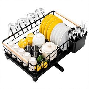 Escurridor de Platos de Metal Negro de un Solo Nivel, Resistente al Óxido, Soporte Vertical para Almacenamiento de Tazones de Cocina - Product Image 1