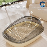 Grande litière ouverte pour chat, design oreilles de chat, toilette mignonne pour chat, anti-éclaboussures, fournitures pour animaux de compagnie pour chats