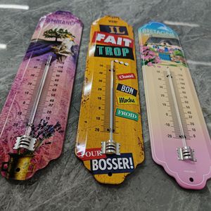 Pháp tùy chỉnh lưu niệm tường trang trí cán cạnh retro cổ điển kim loại thiếc nhiệt kế - Product Image 5