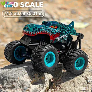 Lampu Led rotasi 360 derajat 2.4G 1:20 dinosaurus Stunt Drift Remote Control truk Monster mainan perayap RC mobil dalam dan luar ruangan