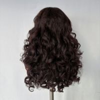 Perruque synthétique en V, brun foncé, bouclée, résistante à la chaleur, sans dentelle, demi-perruque, boucles naturelles et volumineuses, perruques en cheveux synthétiques