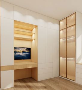 Personalizado de gama alta respetuoso con el medio ambiente vestidor dormitorio armario muebles múltiples puertas de vidrio de madera para uso doméstico - Product Image 6