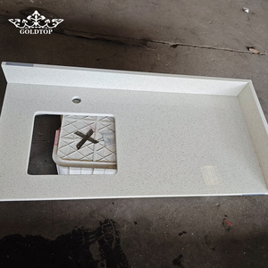 Goldtop <b>Stone</b> Polished Customized Size 2005 <b>Artificial</b> Quartz <b>Stone</b> Snow White Countertop Vanity Tops for Project Villa Hotel - Product Image 4