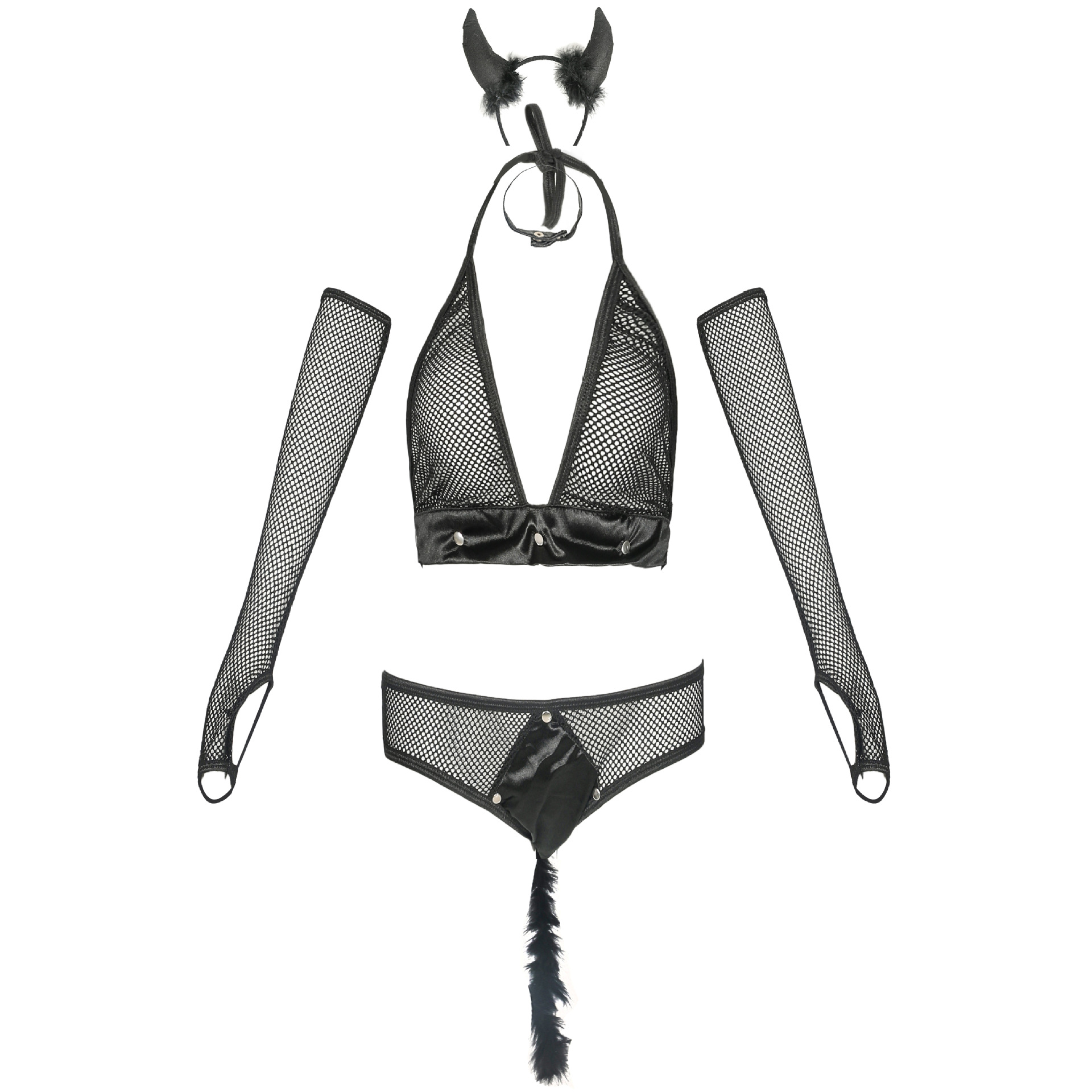 Hair band, collar, bra, gloves, panties