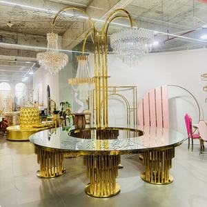 โต๊ะกระจกทรงกลมขนาดใหญ่สำหรับงานแต่งงานโต๊ะรับประทานอาหารในงานแต่งงานทำจากสแตนเลสดีไซน์ใหม่ - Product Image 2