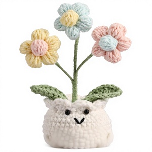 YOOJEE Fleurs au crochet faites à la main en coton, tournesol et tulipe, cadeau pour la Saint-<span class=keywords><strong>Valentin</strong></span>, anniversaire, mariage, anniversaire de naissance pour femmes et hommes - Product Image 1