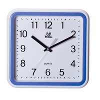 Jam dinding plastik 27 ~ 28cm, persegi menyapu senyap kuarsa Analog angka 3D wajah jam dinding