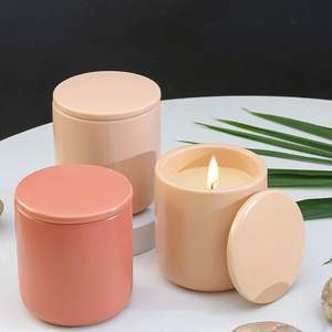 Custom 8oz Unique Round Bottom Shape Clear Frosted Matte Luxury <b>Glass</b> Candle <b>Jars</b> with <b>Cork</b> <b>Lid</b> or Metal <b>Lid</b> - Product Image 4