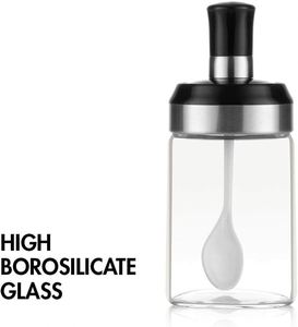 Glass Seasoning Tank Kitchen Clear <b>Spice</b> Bottles Pepper Spoon Seasoning <b>Jars</b> Oil Brush Honey Dispenser - Product Image 2