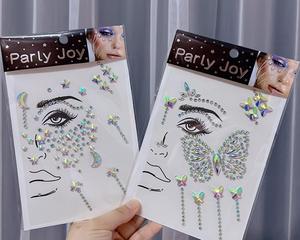 Pegatinas de tatuaje temporal, <span class=keywords><strong>gemas</strong></span> faciales autoadhesivas de <span class=keywords><strong>cristal</strong></span> acrílico, brillo para pegatina de cara y cuerpo, joyas artísticas, diamantes de imitación para fiesta - Product Image 2