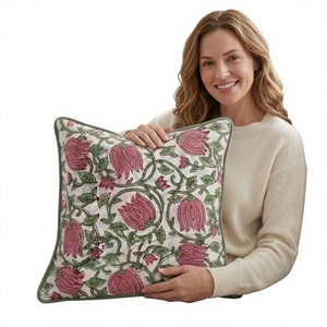 High Quality Luxury Handcrafted Cotton Piping Anti-Bacteria Throw Pillow Cover for <b>Sofa</b> Couch Bedroom Living Room - Product Image 1