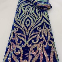 Tissu en velours résistant à l'abrasion, découpé au laser, à rayures, avec broderie perlée, pour robes de mariée et de soirée, vente en gros
