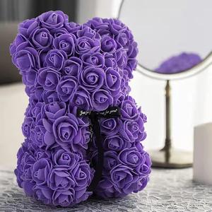 Urso de pelúcia para personalização, venda quente de fábrica, decoração multicolor, flor eterna, espuma de flores, 25 cm, sabão, rosa, urso de pelúcia com caixa - Product Image 6
