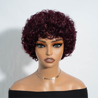 Cheveux brésiliens bouclés courts Remy, fabriqués à la machine pour perruque, couleur photo, 100% cheveux humains vierges, densité 150%, pour femmes noires