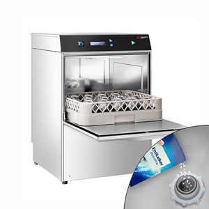 Lave-verres à double paroi GGM Gastro - Numérique - 2,97 KW - Acier inoxydable 304 - Réservoir de 5 L - Séchage à l'air chaud - Inclus Décapant - avec détergent - Product Image 1