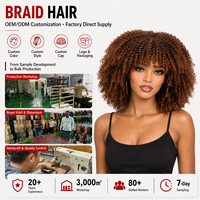 Perruque synthétique courte afro bouclée Sizhijin modèle 96 marron, avec frange, résistante à la chaleur, aspect naturel, pour femmes - Vente en gros usine