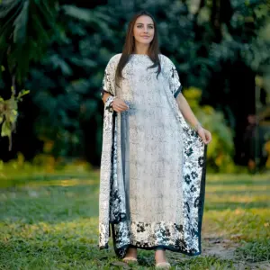 Großhandel Mode afrikanische Damen lange Maxi Seide bedruckte Kaftans Sommer Kleider Luxus-Designmuster afrikanische Roben