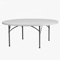 Table pliante ronde mobile de 5 pieds, en polyéthylène haute densité blanc, pour 8 à 10 personnes, idéale pour la restauration et les banquets.