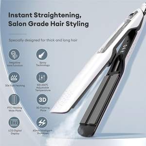 Máy làm thẳng tóc hơi nước chuyên nghiệp, làm nóng nhanh, gốm sứ 2 trong 1, máy duỗi và uốn tóc - Product Image 4