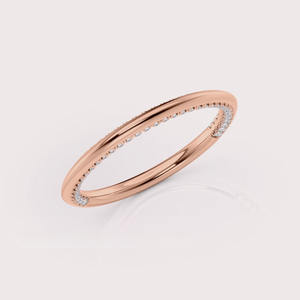 Bague demi-éternité en or rose/jaune et blanc 18 carats avec diamants ronds cultivés en laboratoire - Product Image 1