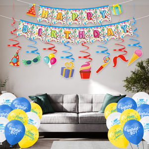 Vente flash - Ensemble de décorations de fête d'<span class=keywords><strong>anniversaire</strong></span> colorées - Ballons - Bannière - Guirlande pour fête d'<span class=keywords><strong>anniversaire</strong></span> - Product Image 2