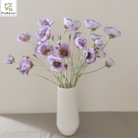 Fleur de Pavot Artificielle en Soie de 65 CM, 5 Têtes, Tige Floquée, Grande Décoration de Table et de Maison, Couleurs Multiples