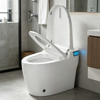 Bidet intelligent moderne allongé sans réservoir avec télécommande, ouverture/fermeture automatique, chasse d'eau automatique, affichage numérique et lumière d'ambiance