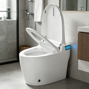 Bidet intelligent moderne allongé sans réservoir avec télécommande, ouverture/fermeture automatique, chasse d'eau automatique, affichage numérique et lumière d'ambiance - Product Image 4