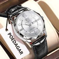 Montre Poedagar 858 pour homme, luxe, date, semaine, bracelet en cuir, quartz, étanche, lumineuse, montres pour homme, vente en gros, Orologio
