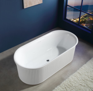 Baignoire carrée en acrylique, baignoire autoportante en acrylique blanc pur pour salle de bain - Product Image 5