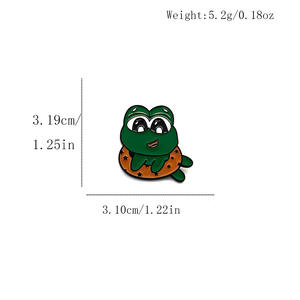 Rana esmaltada para alfiler de solapa, estampado troquelado de Metal niquelado negro, tema de Animal SoftSad <span class=keywords><strong>Pepe</strong></span> para alfileres esmaltados de Navidad - Product Image 3