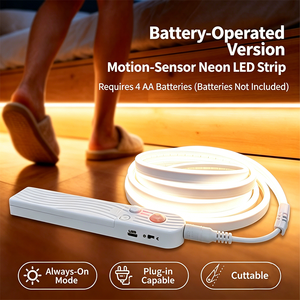 <span class=keywords><strong>Bande</strong></span> lumineuse <span class=keywords><strong>LED</strong></span> COB à détection humaine, modèle à piles, auto-adhésive, pour sol, lit, placard, escalier, lit suspendu, avec prise USB - Product Image 4