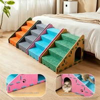 Escalier pour animaux de compagnie en feutre à 4 marches détachable, échelle d'escalade pour chat et chien, lit, canapé, nid, griffoir respirant avec grotte cachette