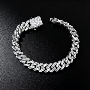 New Innovation Simple Design Colored Rhinestones Alloy Chain <b>Bracelet</b> Multiple Models Hiphop Style Men's <b>Bracelet</b> Trendy Jewelry - Product Image 2