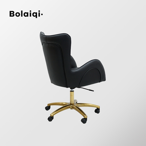 Bolaiqi Chaise de manucure de direction au design moderne pour les techniciens des ongles Roues réglables pivotantes confortables en métal doré - Product Image 4