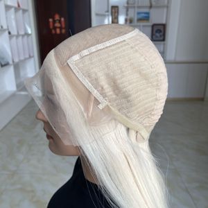 European Human Hair <b>Wig</b> Blonde #60 Invisible Lace Hairline 5X5 Silk Top Weft Medical <b>Wig</b> Wholesale Factory Ready to Ship - Product Image 4